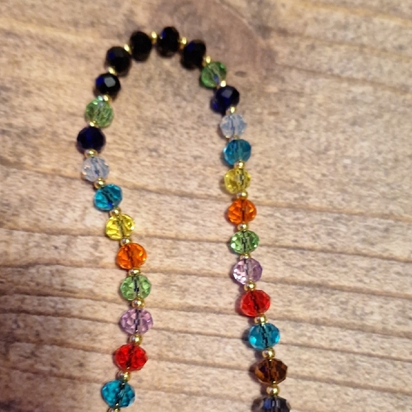 Bag Charm Faceted Glass Beads With Pink Glass Hearts - Picture 4 of 5